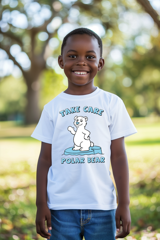 "Take Care Polar Bear" - Kids Heavy Cotton™ Tee